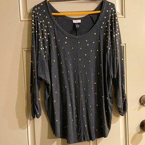 Sequined top with dolman sleeves